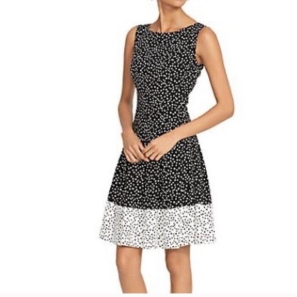 Lauren Ralph Lauren Black and White Polka Dot Fit-and-Flare Dress